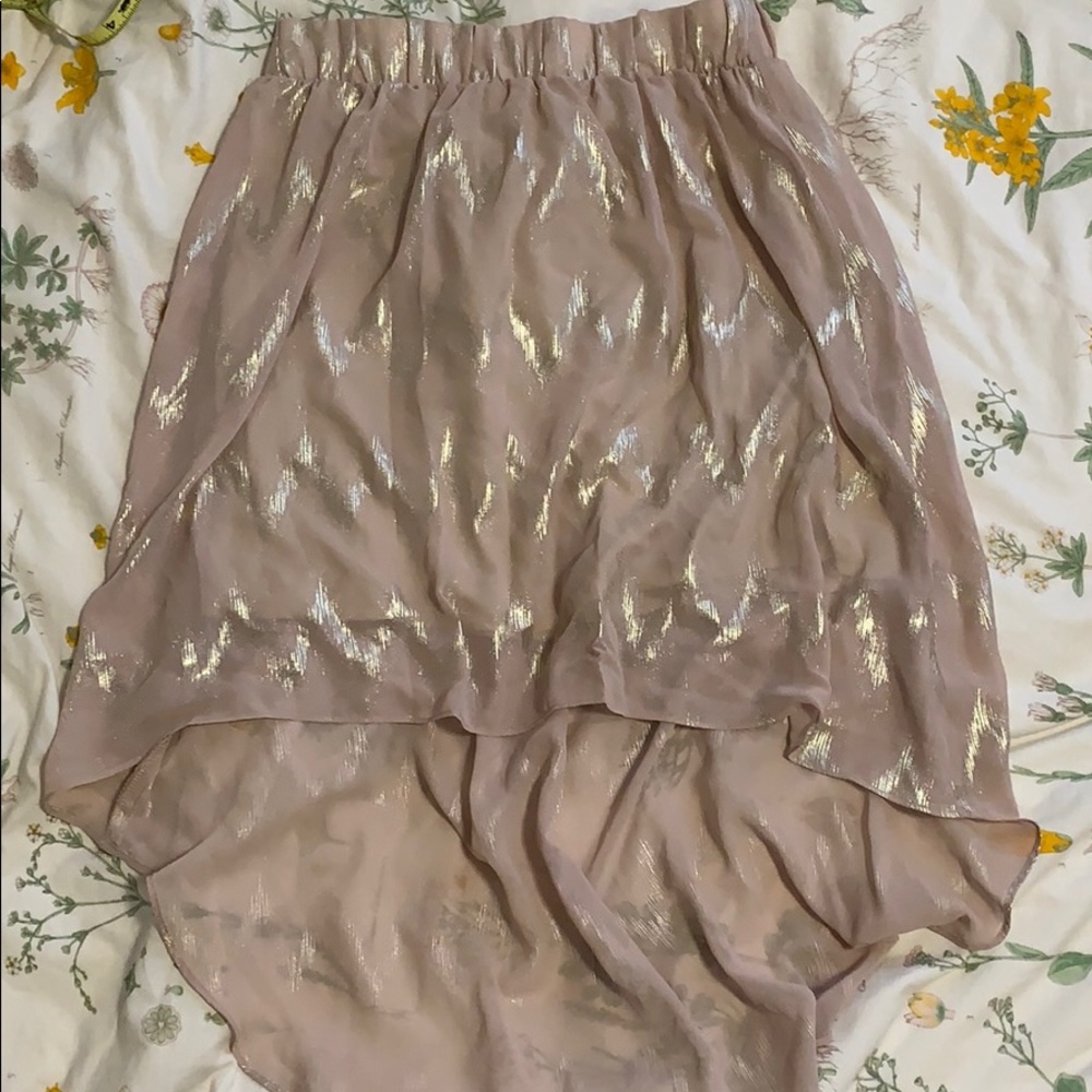 Metallic silver and baby pink skirt